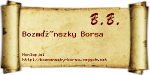 Bozmánszky Borsa névjegykártya